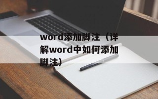 word添加脚注（详解word中如何添加脚注）