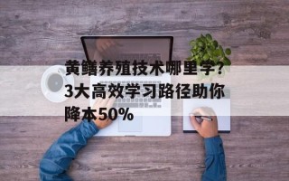 黄鳝养殖技术哪里学？3大高效学习路径助你降本50%