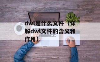 dwl是什么文件（详解dwl文件的含义和作用）