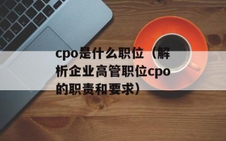 cpo是什么职位（解析企业高管职位cpo的职责和要求）