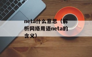 neta什么意思（解析网络用语neta的含义）