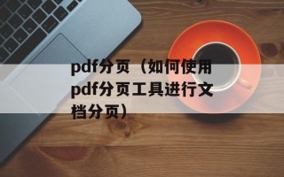 pdf分页（如何使用pdf分页工具进行文档分页）