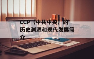 CCP（中共中央）的历史渊源和现代发展简介