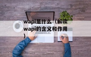 wapi是什么（解读wapi的含义和作用）