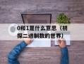 0和1是什么意思（初探二进制数的世界）