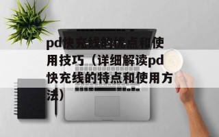 pd快充线的优点和使用技巧（详细解读pd快充线的特点和使用方法）