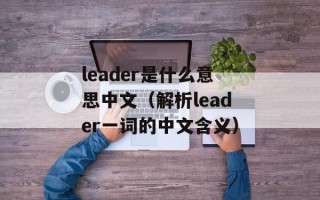 leader是什么意思中文（解析leader一词的中文含义）