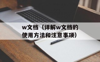w文档（详解w文档的使用方法和注意事项）