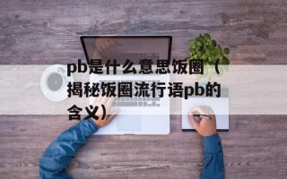 pb是什么意思饭圈（揭秘饭圈流行语pb的含义）