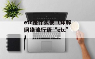 etc是什么梗（详解网络流行语“etc”）