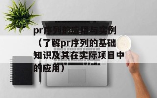 pr序列的应用与实例（了解pr序列的基础知识及其在实际项目中的应用）