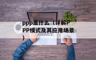 ppp是什么（详解PPP模式及其应用场景）