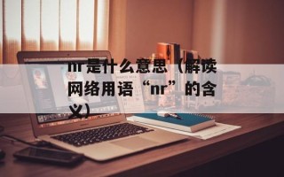 nr是什么意思（解读网络用语“nr”的含义）
