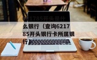 621785开头是什么银行（查询621785开头银行卡所属银行）