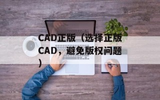 CAD正版（选择正版CAD，避免版权问题）