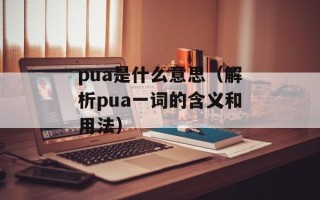 pua是什么意思（解析pua一词的含义和用法）