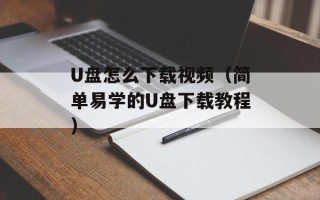U盘怎么下载视频（简单易学的U盘下载教程）
