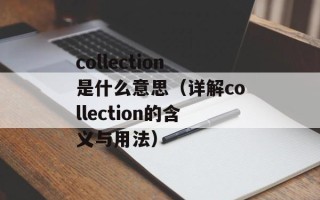 collection是什么意思（详解collection的含义与用法）