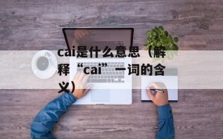 cai是什么意思（解释“cai”一词的含义）