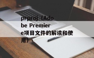 prproj（Adobe Premiere项目文件的解读和使用）