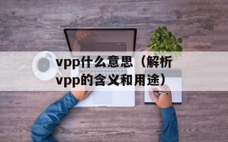 vpp什么意思（解析vpp的含义和用途）