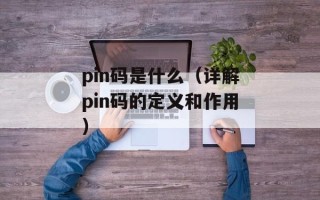 pin码是什么（详解pin码的定义和作用）