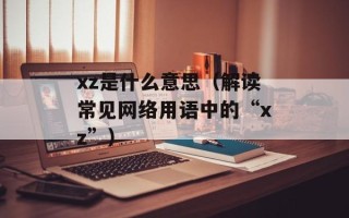 xz是什么意思（解读常见网络用语中的“xz”）