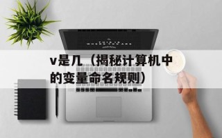 v是几（揭秘计算机中的变量命名规则）