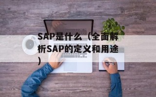 SAP是什么（全面解析SAP的定义和用途）