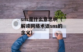 sns是什么意思啊（解读网络术语sns的含义）