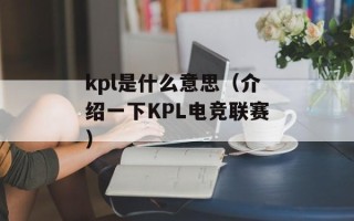 kpl是什么意思（介绍一下KPL电竞联赛）