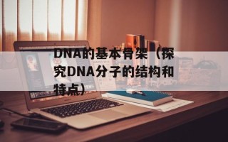 DNA的基本骨架（探究DNA分子的结构和特点）