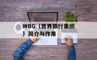 WBG（世界银行集团）简介与作用