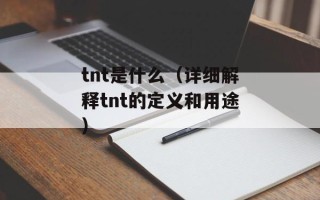 tnt是什么（详细解释tnt的定义和用途）