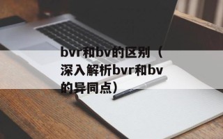 bvr和bv的区别（深入解析bvr和bv的异同点）