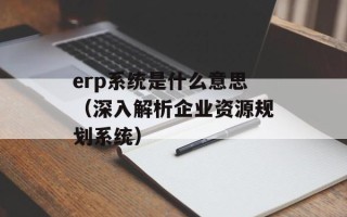 erp系统是什么意思（深入解析企业资源规划系统）